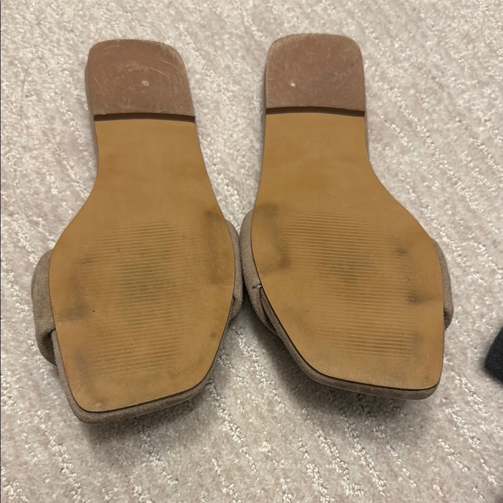 Steve Madden Taupe Slide Sandals - Picture 2 of 4